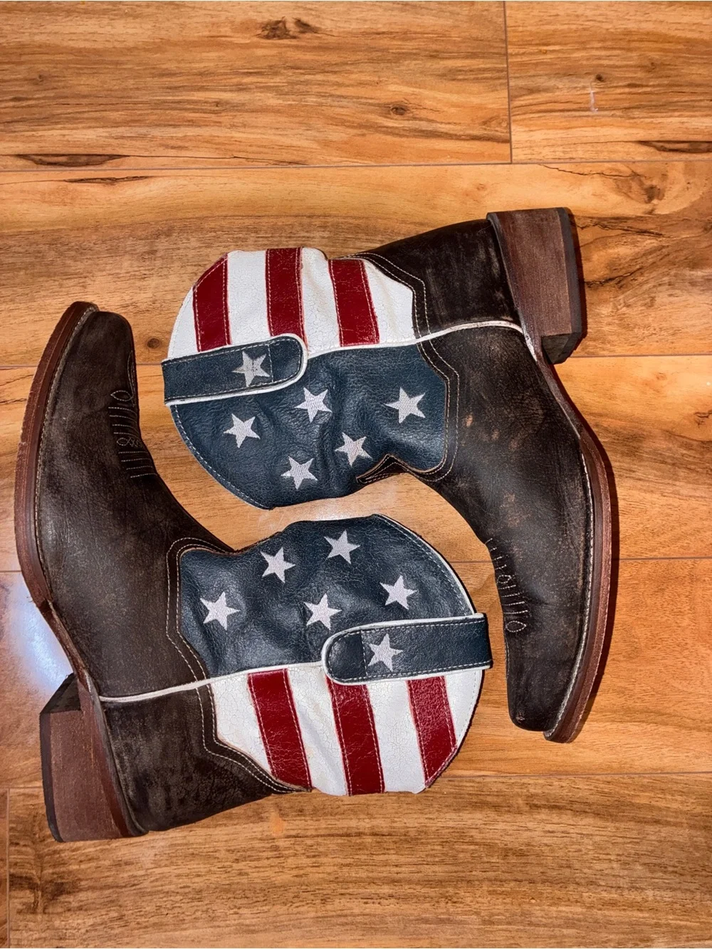 Roper Women's American Beauty Shorty Boots, flag print- size 9.5